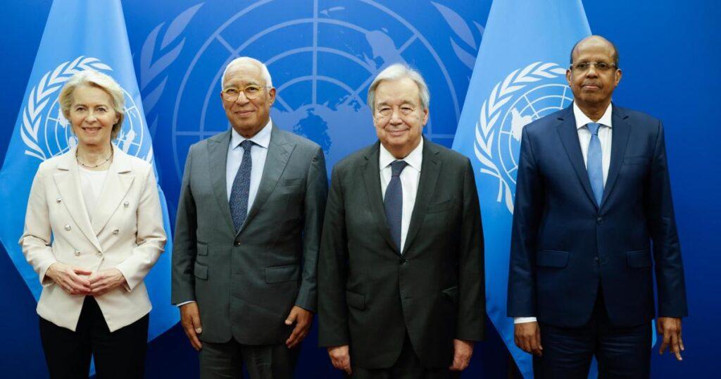 #UNGA81 AUC Chairperson joined H.E. António Guterres, UN Secretary-General, H.E. António Costa, President of the European Council, & H.E. Ursula von der Leyen, President of the European Commission, for a high-level trilateral AU-EU-UN engagement #Europe