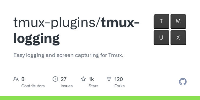 Easy logging and screen capturing for Tmux. Contribute to tmux-plugins/tmux-logging development by creating an account on GitHub. Easy logging and screen capturing for Tmux. Contribute to tmux-plugins/tmux-logging development by creating an account on GitHub.