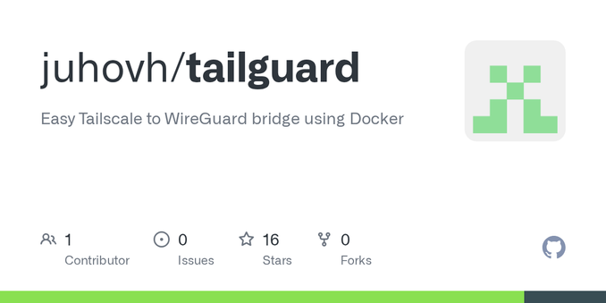 Easy Tailscale to WireGuard bridge using Docker. Contribute to juhovh/tailguard development by creating an account on GitHub.