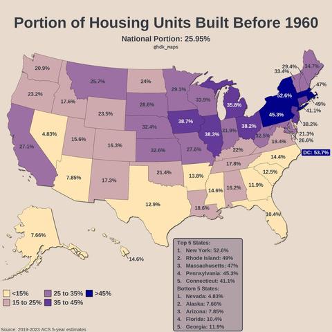 [OC] Portion of Housing Units Built Before 1960