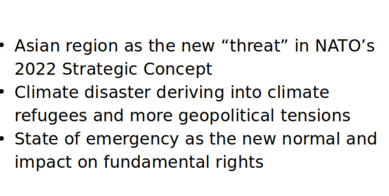 Threats in the future: securitisation and using China as a threat, climate disaster and emergency as the new normal