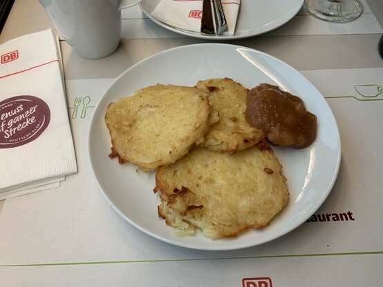 Potato pancakes with apple sauce