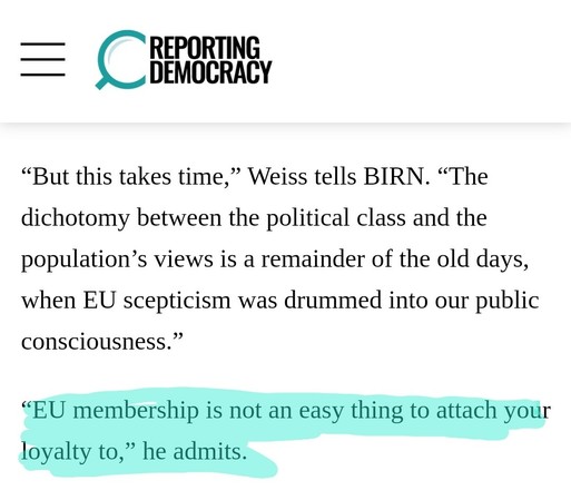 But this takes time,” Weiss tells BIRN. “The dichotomy between the political class and the population’s views is a remainder of the old days, when EU scepticism was drummed into our public consciousness. 