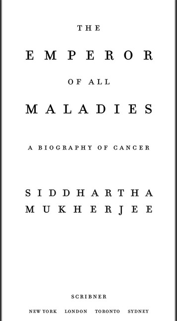 The Cover of The Emperor of All Maladies: A Biography of Cancer by Siddhartha Mukherjee

It's incredibly plain - the title and author are just laid out in black text on a white background