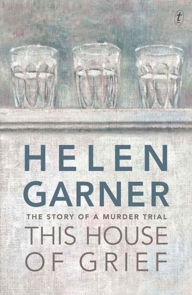 The cover of Helen Garner's book This House of Grief

The cover image is a pencil sketch of three glasses of water, each half full, placed on a bartop. The sketch is in the style of a courtroom drawing.