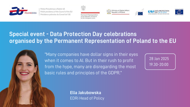 Quote of EDRi Head of Policy, Ella Jakubowska: „Many companies have dollar signs in their eyes when it comes to AI. But in their rush to profit from the hype, many are disregarding the most basic rules and principles of the GDPR.“