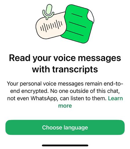 WhatsApp screenshot: Read your voice notes with transcripts?