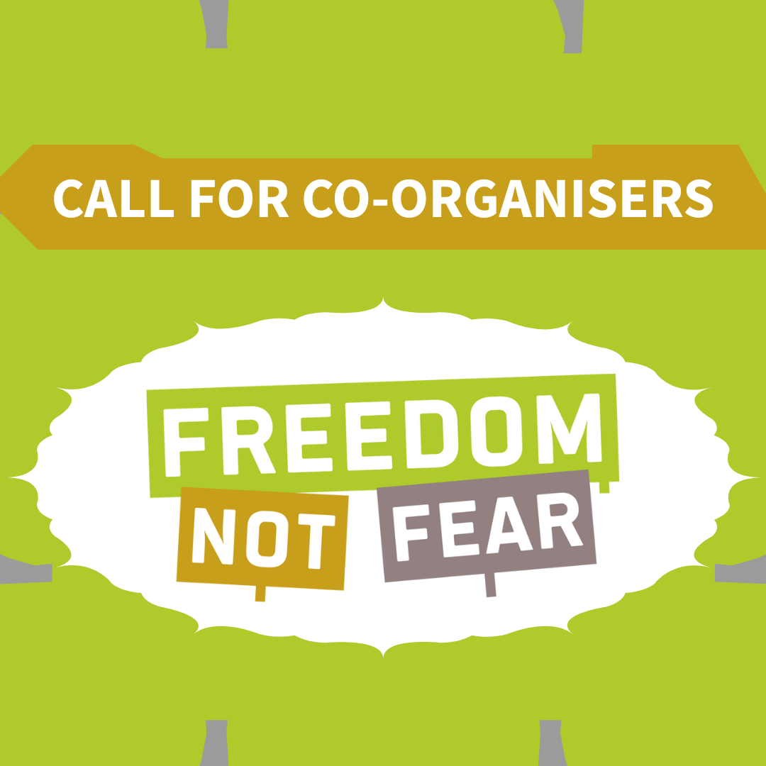 Sharepic Freedom Not Fear "Call for Co-Organisers"